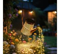 GuKKK Lampada Solare per Annaffiatoi,IP65 Impermeabile Luci Solari da Giardino,Ampada a Energia Solare a Forma di Annaffiatoio con Supporto,Luce Esterna a Led per Giardino/Cortile (Denaro in rame)