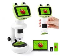 GuKKK Microscopio Digitale IPS da 2,0 Pollici con Supporto,Mini Microscopios 1000X USB WiFi HD 1080P,32 G Card,Microscopio Portatile per bambini con 8 luci LED Regolabili per Telefono Android,IOS,PC