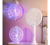 GuKKK Racchetta elettrica insetti, 3500 V, racchetta antizanzare, elettrica, 1200 mAh, ricaricabile, con base stabile contro la zanzara, lampada UV anti-zanzare, cattura mosca uccidere mosca