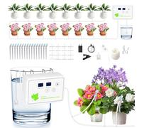 GuKKK - Sistema di irrigazione a goccia automatico per interni, con tubo da 12 m, sistema di irrigazione da giardino auto/manuale/smart mode per balcone, 16 piante in vaso