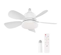 GuKKK Ventilatore da Soffitto Con Luce e Telecomando, 18'' LED Dimmerabile Plafoniera con Ventilatore, Super Silenziosa Lampadario con Ventilatore da Soffitto, E27 Plafoniera Led Soffitto, 3 Velocità