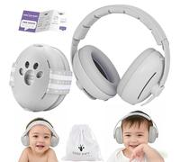GUKOY 2 in 1 Cuffie Neonato Antirumore, Protezione Acustica Professionale per Bambini da 0 a 48 Mesi, Fasce Regolabili, Riduce i Danni All'udito, Migliora il Sonno, Grigio