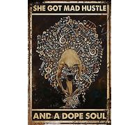 Guktmcet Divertente targa in metallo con balletto con note musicali Dress She Got Mad Hustle And A Dope Soul, vintage, carina, regalo per camera da letto, stile retrò, per bar, negozi, 20 x 30 cm
