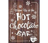 Guktmcet Divertente targa in metallo con scritta "Warm Up At The Hot Chocolate Bar", decorazione da parete, stile vintage, 20 x 30 cm