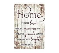 Guktmcet Targa creativa in metallo con scritta in lingua inglese "Home Is Where Love Resides Memories Are Created Friends Always Belong Home", per bagno, club, bar, regalo di inaugurazione della casa