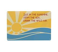 Guktmcet Targa creativa in metallo con scritta "Live in the Sunshine" Swim in the Sea Drink The Wild Air, vintage, in metallo, poster da parete per fattoria, cortile, club, decorazione da parete per