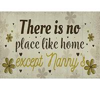 Guktmcet Targa in metallo vintage con scritta in lingua inglese "There is no place like home except Nanny''s Nan Christmas Birthday Vintage Cute Metal Sign Gift Bedroom Retro Novità Cafe Store Targa