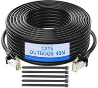 Gulaey Cavo Ethernet Cat6/Cat6e per interni ed esterni, resistente all'acqua, rivestimento UV LLDPE diretto, 23 AWG, 10 Gbps, cavo di rete Internet Gigabit ad alta velocità con 50 cravatte, resistente