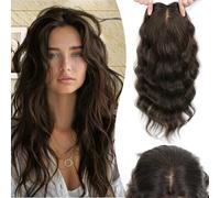 GULALUUK Topper per capelli umani per grave perdita di capelli, 45,7 cm, per diradamento dei capelli, da donna, colore marrone scuro