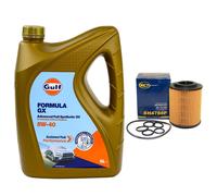Gulf Set Olio Motore Formula GX 5W-40 5 Litri + Filtro Olio Opel Astra G Corsa C