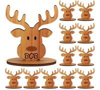 Gulfmew 12 Segnaposti Natalizi a Forma per Il Tavolo Segnaposto da Tavolo in Legno Decorazioni da Tavola con Pennarelli per Nomi degli Ospiti Cena di Natale(Renna Carina,3,78 x 3,23'')