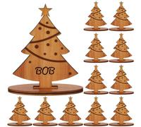 Gulfmew 12 Segnaposti Natalizi a Forma per Il Tavolo Segnaposto da Tavolo in Legno Decorazioni da Tavola con Pennarelli per Nomi degli Ospiti Cena di Natale(Albero di Natale,3,74 x 2,76'')