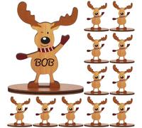 Gulfmew 12 Segnaposti Natalizi a Forma per Il Tavolo Segnaposto da Tavolo in Legno Decorazioni da Tavola con Pennarelli per Nomi degli Ospiti Cena di Natale(Renna Classica,3,74 x 2,25'')