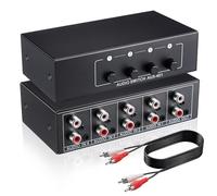 Gulfmew Interruttore audio AUX + RCA L/R da 3,5 mm, interruttore RCA con cavo da 1,5 m, selettore audio stereo bidirezionale 4 in 1, selettore analogico passivo A/B per lettore DVD e lettore CD, senza