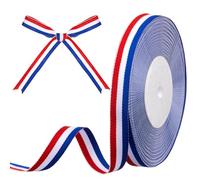 Gulfmew Nastro Tricolore 15 mm x 30 iarde Nastro Tricolore Bandiera Francia per artigianato decorazioni fai da te confezioni regalo matrimonio festa nazionale Supercoppa Europea(Blu Bianco Rosso)