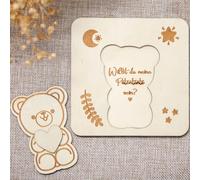 Gulfmew *Sarai la Mia Madrina?* Regalo per Madrina Regalo Creativo con Testo in Tedesco Regalo con Domande sulla Madrina Regalo in Legno per Madrina Nascita del Bambino(Orso)