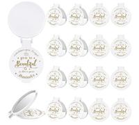 Gulfmew Specchio compatto e ispiratore, rotondo, in vetro, da 7,9 cm, per il trucco, per borsette, tascabile, idea regalo per donne, ragazze, colleghe, insegnanti, lauree, amiche (bianco, 18 pezzi)