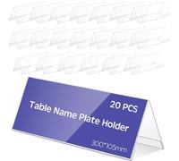Gulfmew Targhette da Tavolo in Acrilico Espositore da Banco per Nome Espositore Riutilizzabile a Forma di Tetto per Badge Portanome Porta Nome in Acrilico per Conferenze, 30 x 10,5 cm (20 Pezzi)