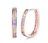 GULICX- Orecchini a cerchio placcati in oro rosa/bianco con zirconia cubica, per donne e ragazze. e Ottone, colore: Cz colorato, cod. E307c