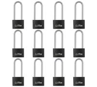 Guliffen Lucchetto in alluminio, confezione da 12 lucchetti ad arco lungo con la stessa chiave, serratura per armadietto da palestra, per recinzioni esterne, capannoni, unità di stoccaggio, cancelli,