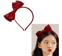 Gulili Fascia per capelli in velluto rosso per ragazze con fiocco per capelli con fiocco, fasce per capelli per feste di Natale, costumi cosplay, fasce per capelli per donne e ragazze, fascia per