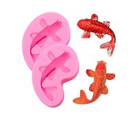 Gulinaza 2 mini stampi in silicone a forma di pesce koi, per torte fai da te, fondente, biscotti, budino di zucchero, cioccolato, caramelle dure, dessert, decorazione, ciondoli per gioielli, pasta di