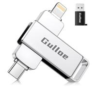 Gulloe Chiavetta USB da 256 GB per iPhone, per backup di foto e video, compatibile con iPhone, iPad, Android, PC, Plug and Play, non richiede applicazione (argento metallico)
