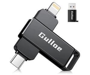 Gulloe Chiavetta USB da 512 GB per iPhone, per backup di foto e video, compatibile con iPhone, iPad, Android, PC, Plug and Play, nessuna applicazione richiesta (grigio metallico)