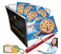 Gullon Biscotti colazione secchi integrale Avena Gocce di Cioccolato Fondente, 265g 6 pezzi (inclusa penna Raspada)