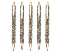 Gullor 5 penne a sfera glitterate, inchiostro nero, punta media da 1 mm, per ufficio, regalo, matrimonio, compleanno, verde scuro