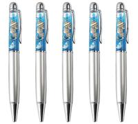 Gullor 5 penne a sfera retrattili, Bling Dynamic Floating Liquid Sand Glitter Pen Ocean Series