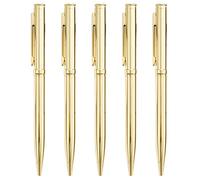 Gullor 5 penne a sfera retrattili, penne in metallo per regali, affari, ufficio, punta media da 1,0 mm, inchiostro nero, oro