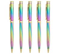 Gullor 5 penne a sfera retrattili, penne in metallo per regali, affari, ufficio, punta media da 1,0 mm, inchiostro nero, arcobaleno