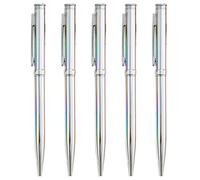 Gullor 5 penne a sfera retrattili, penne in metallo per regali, affari, ufficio, punta media da 1,0 mm, inchiostro nero, argento