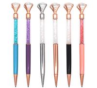 Gullor 6 penne in metallo diamantato con piccolo cristallo, penna a sfera retrattile, set A multicolore