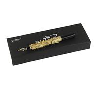 Gullor cinese Golden Dragon bassorilievo Stilografica con scatola penna originale e 5 delle cartucce di inchiostro a colori