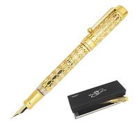 Gullor Openwork - Penna stilografica dorata con confezione regalo, tappo a vite, corpo trasparente, pennino medio