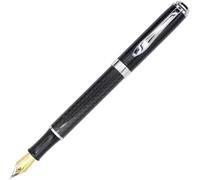 Gullor Penna stilografica in metallo in fibra di carbonio, pennino fine (punta da 0,5 mm), colore nero