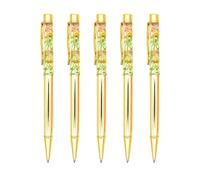 Gullor - Set di 5 penne a sfera a forma di fiore liquido per regalo, in metallo, per accessori da scrivania, colore: oro