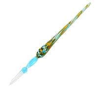 Gullor vetro dip penna vintage fatto a mano vetro firma penna cristallo dip segno penna penna regalo, Azzurro
