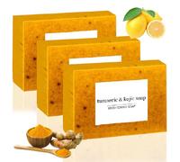 guluxly Sapone profumato al limone, curcuma e kojico, sapone al limone, sapone alla curcuma per viso e corpo, per tutti i tipi di pelle