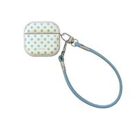 GULVQYF Custodia compatibile con AirPods 4 (versione 2024) per donne e uomini, design alla moda a punto onda, custodia in pelle con cordino per AirPods di quarta generazione (D)