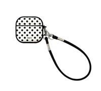 GULVQYF Custodia compatibile con AirPods 4 (versione 2024) per donne e uomini, design alla moda con punto ondulato, custodia in pelle con cordino per AirPods di quarta generazione (C)