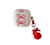 GULVQYF Custodia per auricolari per Huawei FreeClip 2 (2025), simpatica e creativa a pois con fiocco design IMD per Huawei Freeclip2 con portachiavi per ragazze (bianco)