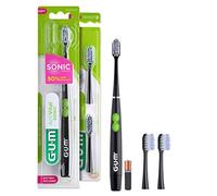 GUM ActiVital Sonic Spazzolino Elettrico a Batteria a Vibrazioni Soniche/Setole affusolate per una pulizia efficace e delicata / 12.000 vibrazioni al minuto/Colore Nero / + 2 Testine di Ricambio