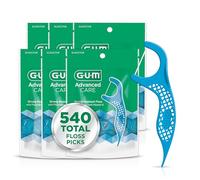 GUM Advanced Care - Filo interdentale per adulti con vitamina E e fluoro, filo interdentale extra forte, resistente alle taglie, impugnatura facile da impugnare, sapore di menta fresca, 90 pezzi