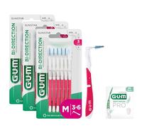 GUM BI-DIRECTION Scovolini interdentali a doppia posizione | Posizionamento a 90 gradi | pulizia dei denti e rimozione della placca | 1.2mm, ISO 3 | Taglia M | Confezione 3x6 + 1 campione gratuito