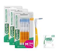 GUM BI-DIRECTION Scovolini interdentali a doppia posizione | Posizionamento a 90 gradi | pulizia dei denti e rimozione della placca | 1.4mm, ISO 4 | Taglia M | Confezione 3x6 + 1 campione gratuito