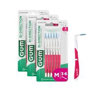 GUM BI-DIRECTION Scovolini interdentali a doppia posizione | Posizionamento a 90 gradi | pulizia dei denti e rimozione della placca | 1.2mm, ISO 3 | Taglia M | Confezione 3x6