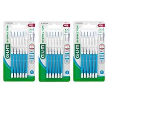 GUM BI-DIRECTION - Spazzole interdentali, 6 pezzi, azzurro, 0,9 mm, confezione da 3 (3 x 6 pezzi)